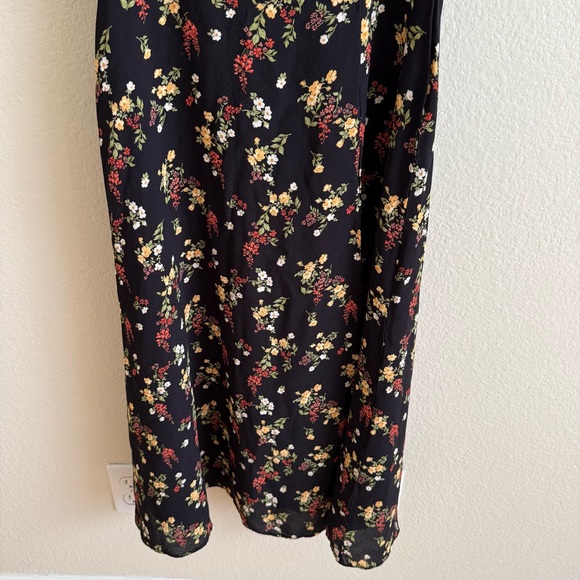 Reformation Black Floral Midi Dress Size 8 - Picture 5 of 10